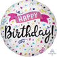 Folieballon - "HAPPY Birthday!" - Wit met versiering