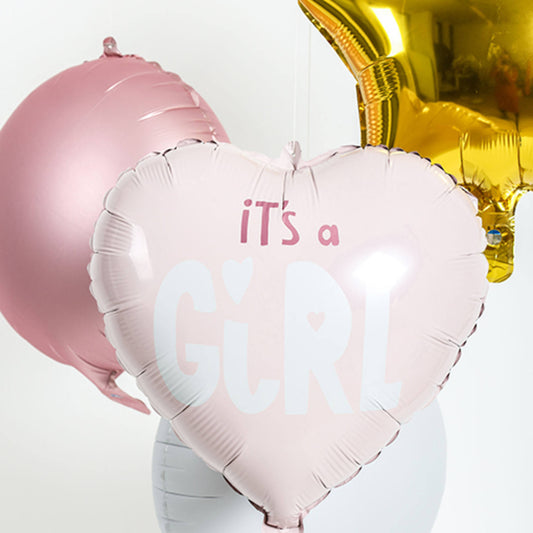 Folieballon Hartvormig It's a Girl Roze