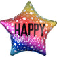 Folieballon - Vorm - Ster - "HAPPY Birthday" - Regenboog