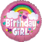 Folieballon - "Birthday GiRL" - Rainbow Fun - Roze