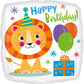 Folieballon - Vorm - Vierkant - "Happy Birthday!" - Kleine Leeuw