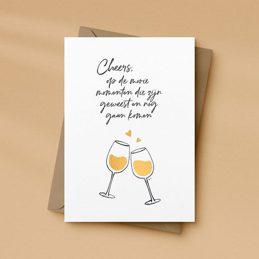 Kerstkaart goudfolie | Cheers