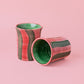 Ceramic breakfast glass 250 ml | Pink and green stripes PEPE