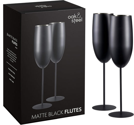 Zwarte Matte Champagnefluiten – Luxe RVS Cadeauset (2×280 ml)