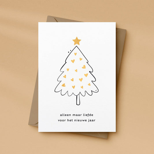 Kaart A6 Goudfolie | Kerstboom