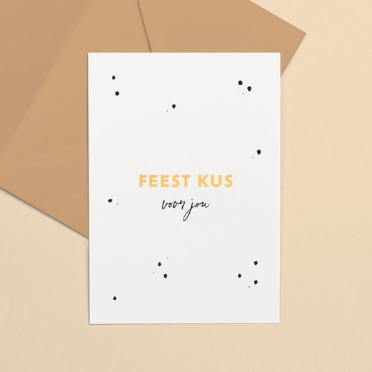 Wenskaart goudfolie | Feest kus
