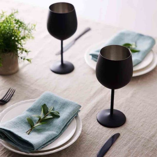 Oak & Steel – Mat Zwarte Wijnglazen