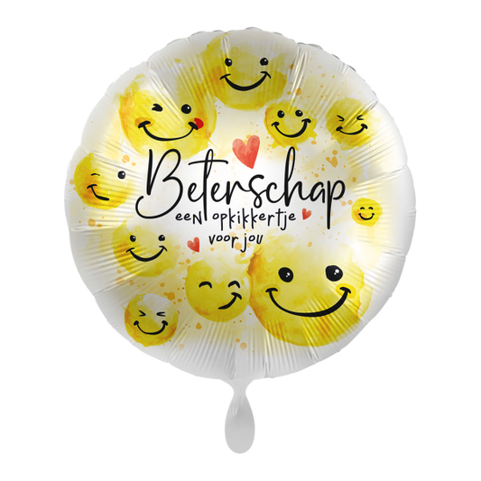 Folieballon – Beterschap Smiley Opkikker