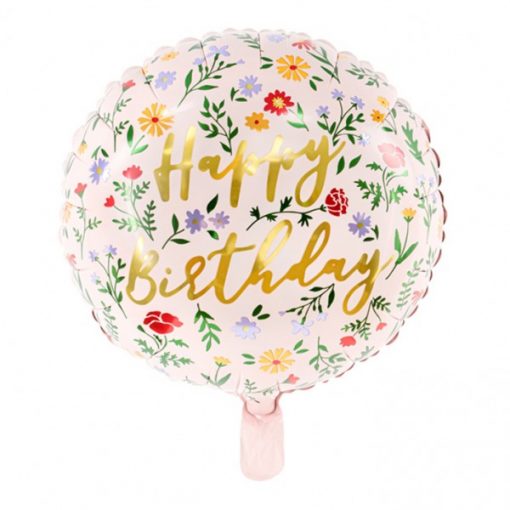 Folieballon – Happy Birthday Flowers