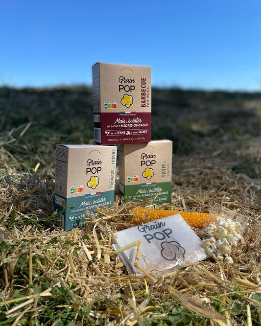 Box GrainPop 3 hartige smaken: Tijm + Kaas + Barbecue